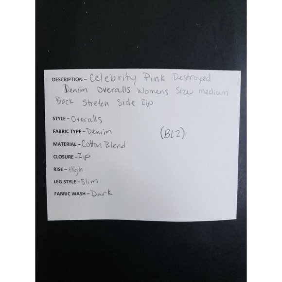 Celebrity Pink Destroyed Denim Bib Overalls Womens Medium Black Stretch Slim Fit - Picture 9 of 9